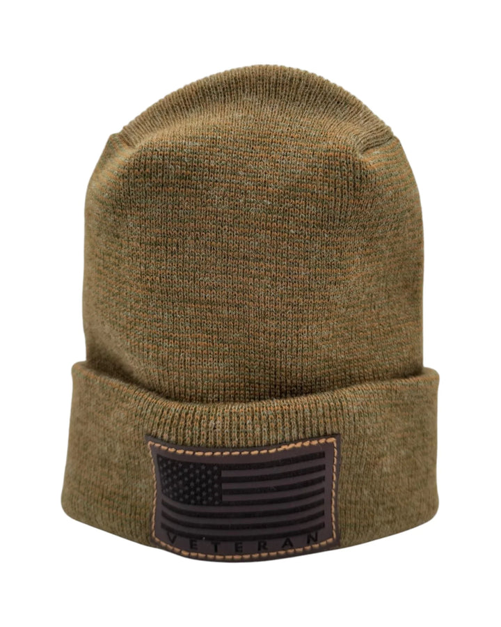 Designed & Made in USA | Veteran Beanie with USA Flag - Patriotic Theta Stitch Cuffed Knit Hat for Men & Women | Limited Edition