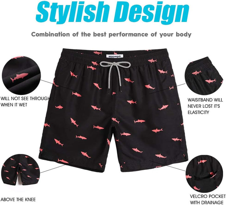 Mens Swim Trunks Quick Dry Swim Shorts with Mesh Lining Funny Swimwear Bathing Suits