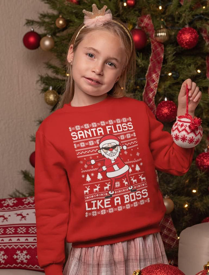 Dabbing through the Snow Boys Ugly Christmas Sweater Style Holiday Xmas Santa Dab Sweatshirt for Youth Kids