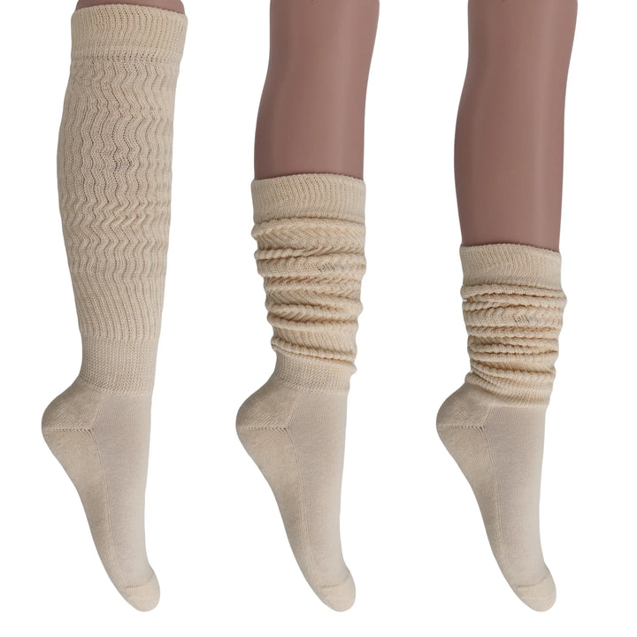 Women'S Extra Long Slouch Socks – Thick Cotton Retro Scrunch Socks for Boots & Lounging, 1 Pair