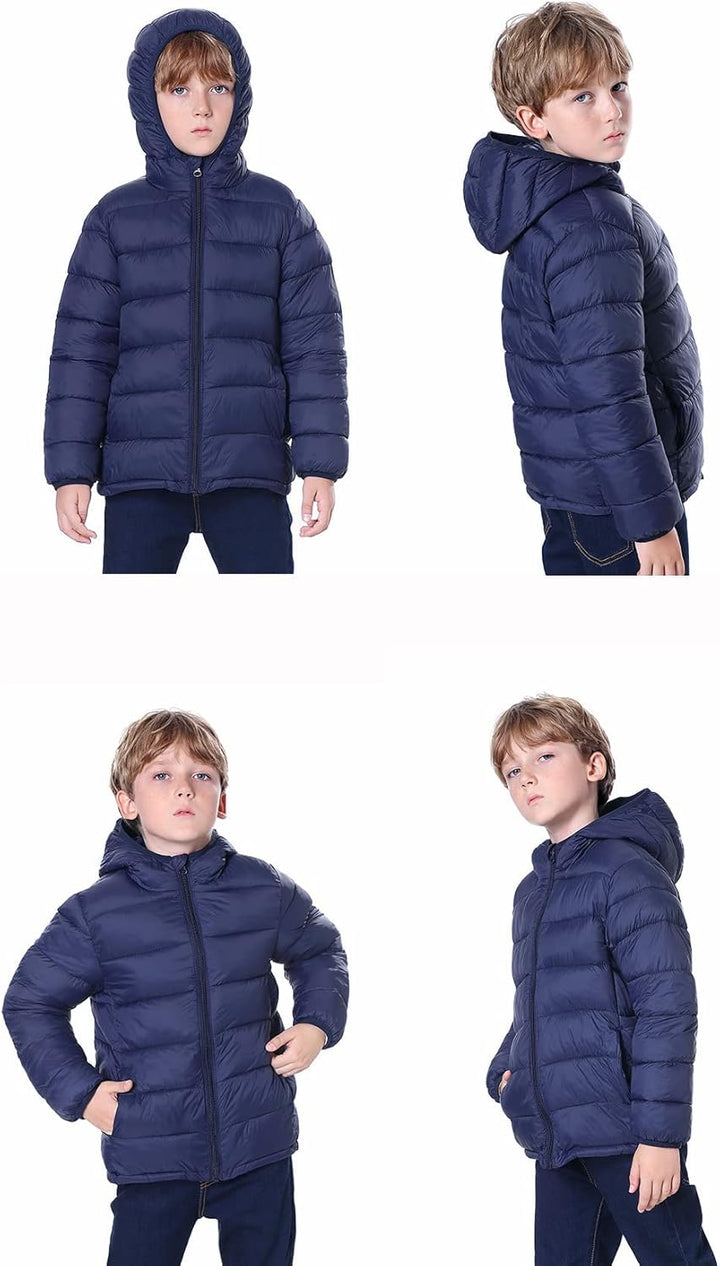 Hooded Puffer Jackets for Boys and Girls – Lightweight and Packable – Autumn and Winter Coat, Warm and Comfy