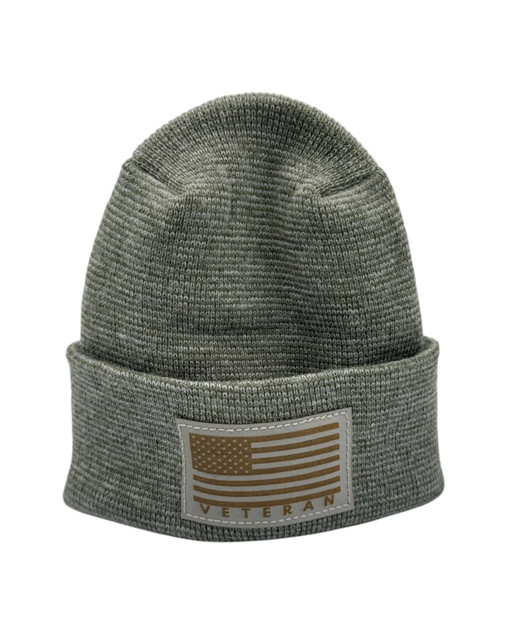Designed & Made in USA | Veteran Beanie with USA Flag - Patriotic Theta Stitch Cuffed Knit Hat for Men & Women | Limited Edition