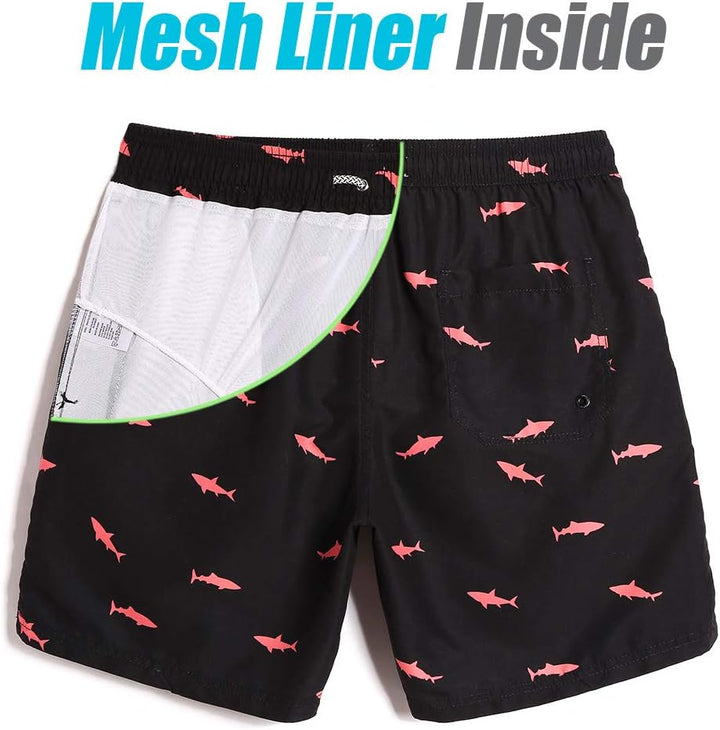 Mens Swim Trunks Quick Dry Swim Shorts with Mesh Lining Funny Swimwear Bathing Suits