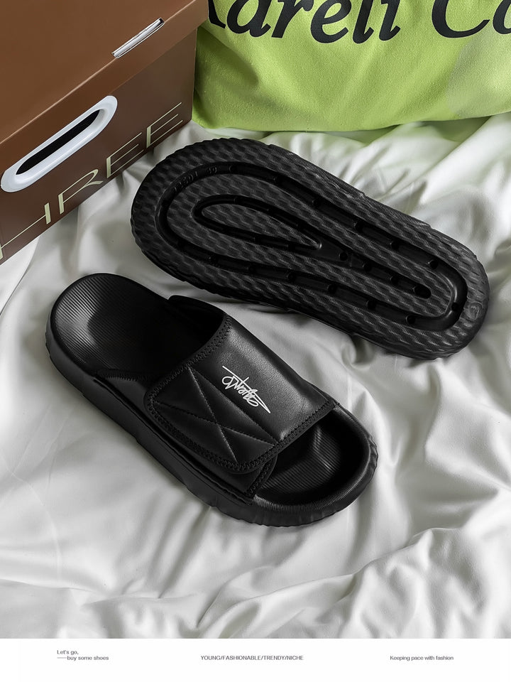 Fgmm Summer Genuine Leather Sandals Men's New Breathable Outer Wear Sandals Casual Velcro Sandals Men