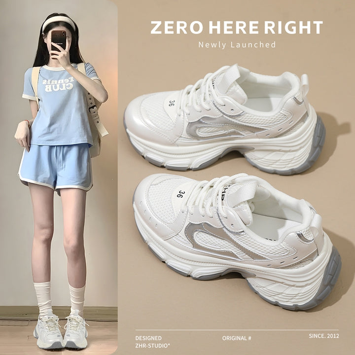 Platform Dad Shoes 2024 Summer New Arrival Easiest for Match Platform Shoes Soft Bottom Small Sports Casual Shoes Ins Fashionable Ladies Shoes