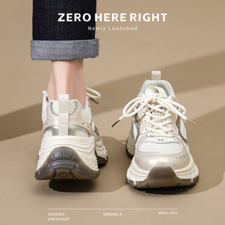 Platform Dad Shoes 2024 Summer New Arrival Easiest for Match Platform Shoes Soft Bottom Small Sports Casual Shoes Ins Fashionable Ladies Shoes
