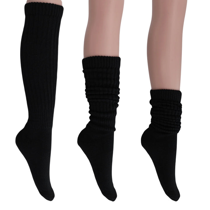 Women'S Extra Long Slouch Socks – Thick Cotton Retro Scrunch Socks for Boots & Lounging, 1 Pair