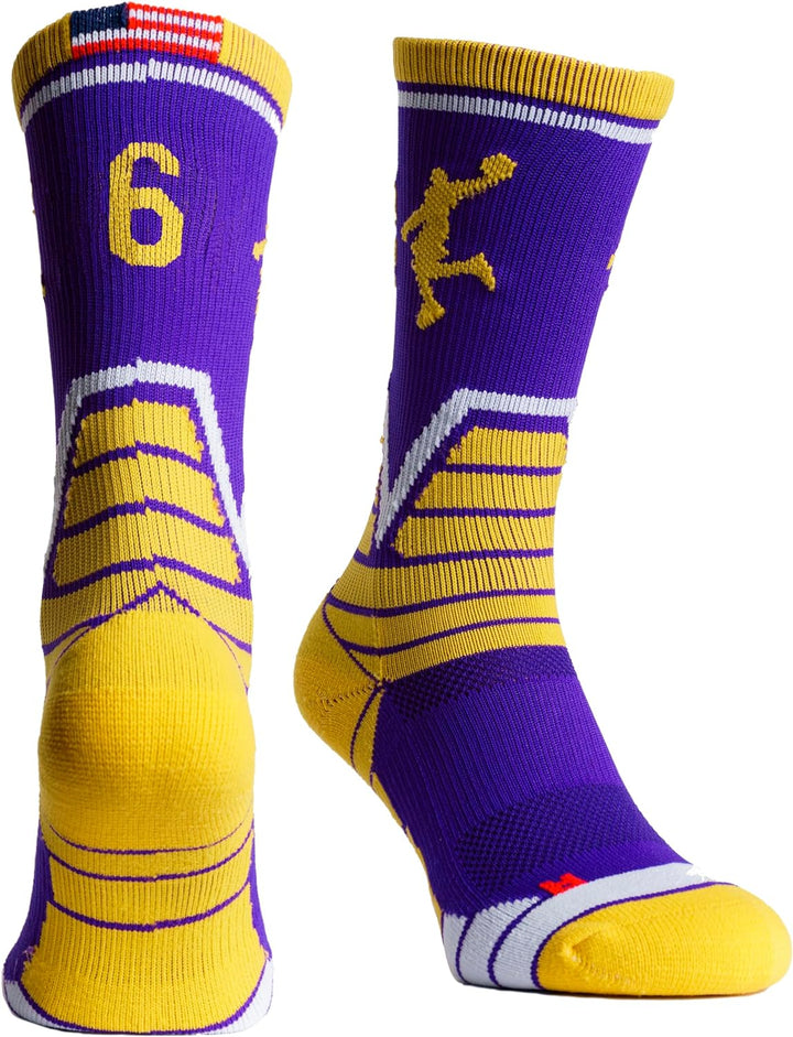 Youth Boys Basketball Socks Sports Athletic Mens Crew Socks with Basketball Arm Sleeve - Made in USA